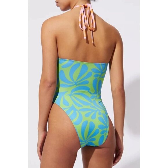 NWT Solid & Striped colourblock tropical print cut out one piece swimsuit, M - Picture 6 of 10